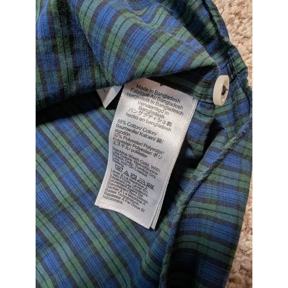 J. Crew button up, SLIM, UNTUCKED shirt, XL, green & blue plaid; Cotton Blend